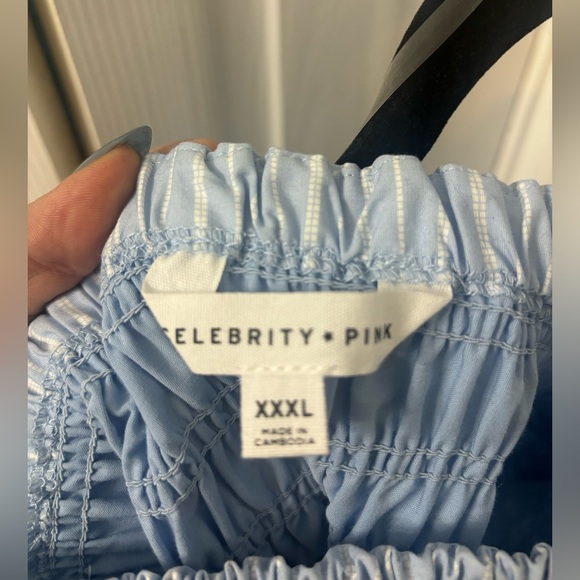 Celebrity Pink Light Blue Square Neck Dress - Picture 3 of 3